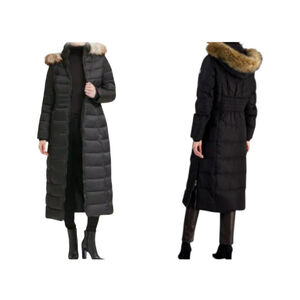 Michael Kors Women's Faux Fur Trim Long Puffer Coat Medium. Hoodie Lined Pockets
